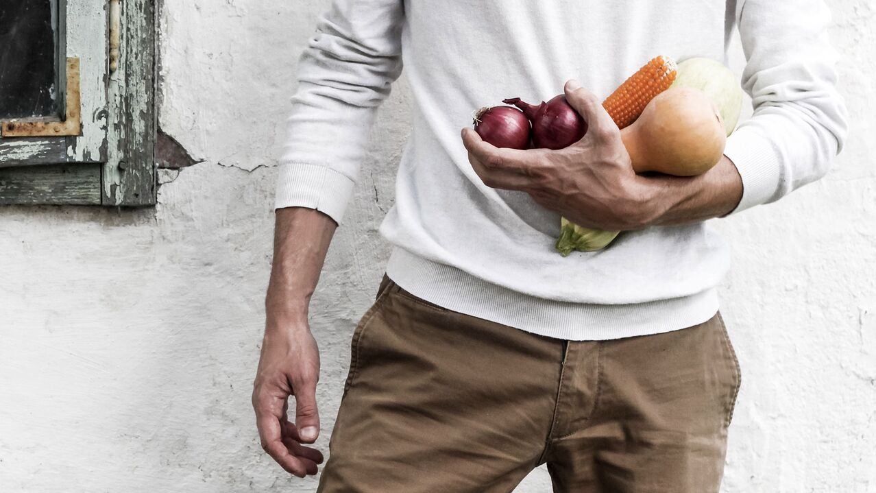 man with healthy food for potential